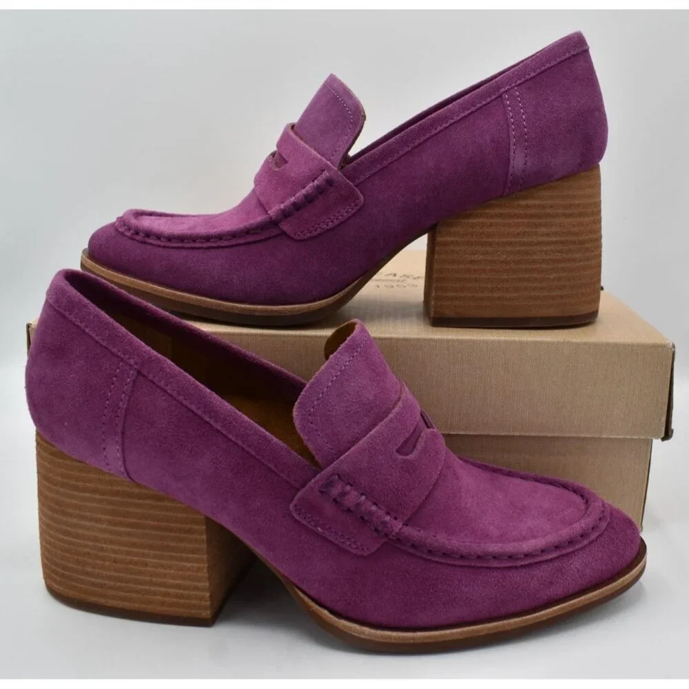Kork-Ease Womens Size 11 Modeste Purple Suede‎ Block Heel Pump Loafers Shoes